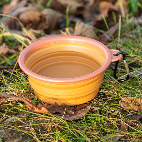 Made Easy Kit Portable Collapsible Dog Bowl - Travel Bowl for Water or Food, Standard 12oz, Brown