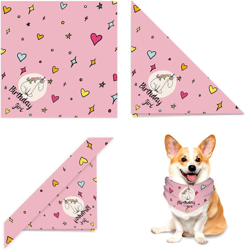 BANMODER Dog Birthday Bandana and Hat - Multi Size Square Scarf, Party Supplies for Large X-Large Dogs