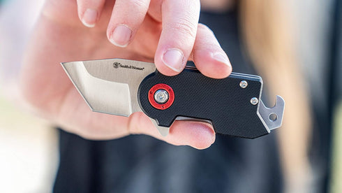 Smith & Wesson Benji 2.5in Folding Keychain Knife, 1.75in Modified Tanto Blade, G10 Handle for Outdoor EDC