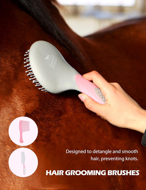 Set, 11-Piece Harrison Howard Complete Horse Grooming Advanced Daily Grooming Tools with Extra Brushes for Full Horse