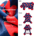 Fitwarm Valentines Day Sweet Hearts Dog Pajamas, Lightweight Velvet Pet Jumpsuit for Small Dogs, Dark Blue, Red, Medium