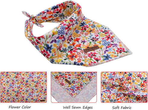 Unique Style Paws Dog Bandanas, 1PC Washable Cotton Triangle Scarfs for Small Medium Large Dogs and Cats