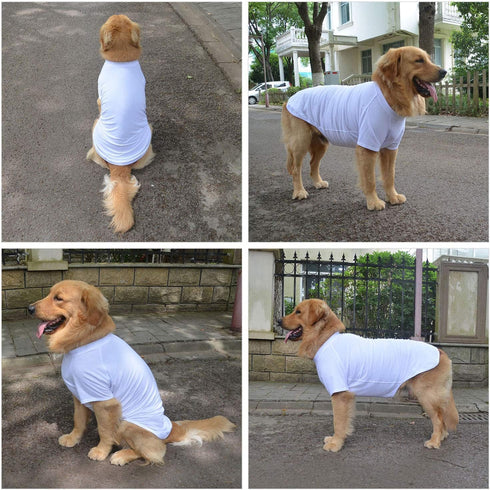 Lovelonglong Basic Blank T-Shirt for Large Dogs, White Dog Costumes Tee Shirts XXXXL