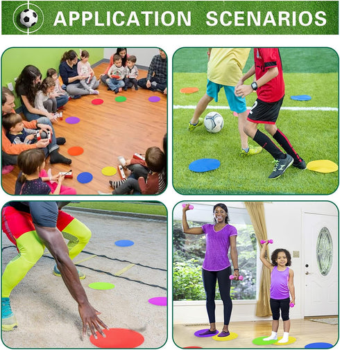 Spot Markers, 9 Inch Non Slip Rubber Floor Markers, Flat Field Cones for Soccer, Basketball, Sports Training