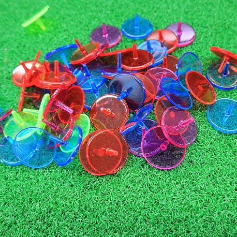 Golf Ball Markers Bulk, 50/100/150 Pcs Position Marker, Multicolor Transparent Plastic 25mm Flat Round Accessories