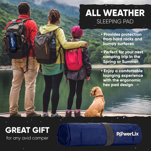 POWERLIX Ultralight Sleeping Pad for Camping - Compact Lightweight Airpad with Inflating Bag, Carry Bag, Repair Kit