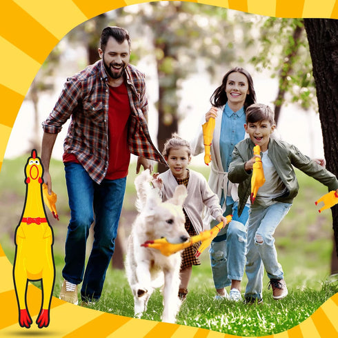 Honoson 32 Pcs 12'' Rubber Chicken Dog Toy - Squeeze Screaming Chicken Toy for Reducing Separation Anxiety (Yellow)