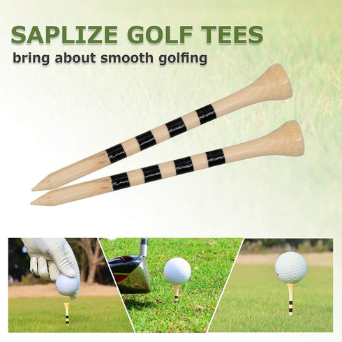 SAPLIZE Bamboo Golf Tees, Pack of 100/150, Four Size Options, Stable and Reliable Golf Tees, Available in Natural/White