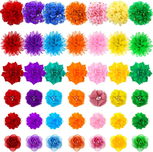 42 Pcs Dog Collar Flowers, Cute Dog Grooming Bows, Accessories for Dog Collars, Flower Bow Ties for Pets