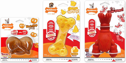 Nylabone Power Chew Dog Chew Toy Pack, Fun Bundle for Aggressive Chewers, Small/Regular (3 Count)