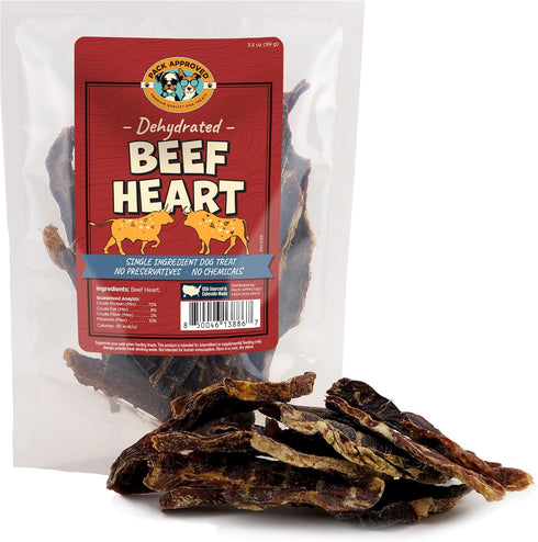 Pack Approved Beef Heart for Dogs - Dehydrated Beef Jerky Dog Treats