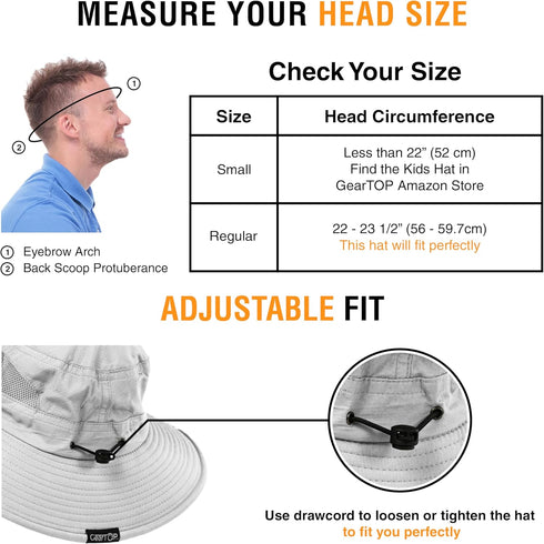 GearTOP Fishing Hat, UPF 50+ Wide Brim Sun Hat for Women Men with UV Protection