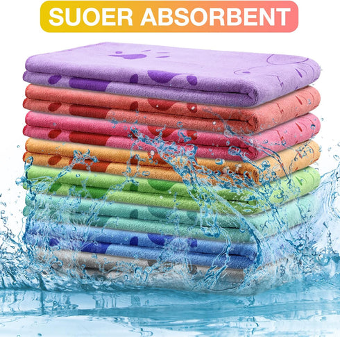 Chumia 8 Pcs Dog Towels, 55 x 28 Inches Absorbent Microfiber Soft Beach Towels for Pet Bathing