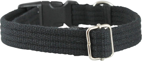 Cotton Web Adjustable Dog Collar with Locking Device, Black, 4 Sizes (Small: Neck 11.5"-15.5"; Width 1/2")