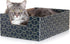 Modern Cat Box Lounger with Peek-a-Boo Cutout, Premium Corrugated Cardboard Bed for Kittens and Small Pets, Blue