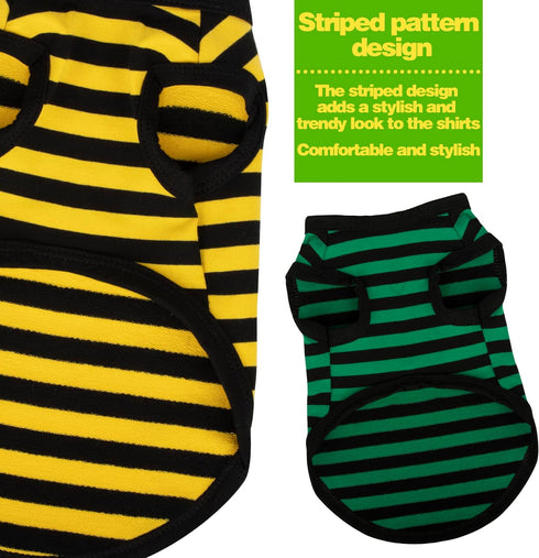 3 Pieces Dog Striped Shirt, Light Color Cotton Sleeveless Puppy Apparel, Colorful Tank Top for Small Medium Dogs