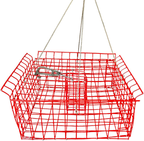 Massachusetts 15" 15" 7" Folding Bridge Blue Crab Trap, Heavy-Duty Metal Wire Mesh Drop-Net, Collapsible Foldable