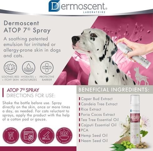 Dermoscent ATOP 7 Spray for Dogs and Cats - Soothing Skincare for Itchy Skin Relief, 75 ml