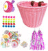 Girls Bike Decorations Accessories Kit, Kids Bike Basket Hand Woven Bicycle Basket, Child Bike Wheel Spoke Beads, Bike