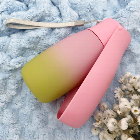 Dog Water Bottle Portable - Food Grade Material BPA Free, 19Oz Leak proof Dog Water Bowl Dispenser, Travel Dog Accessories for Outdoor Walking Camping, Dog Birthday Gifts (Pink&Green)
