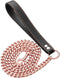 Dog Chain Leash - Rose Gold 15MM Heavy Duty with Leather Padded Handle, 5ft Length for Small Dogs