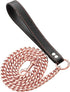 Dog Chain Leash - Rose Gold 15MM Heavy Duty with Leather Padded Handle, 5ft Length for Small Dogs