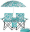 Double Camping Chairs with Umbrella, Portable 2 Seat Folding Camp Chair with