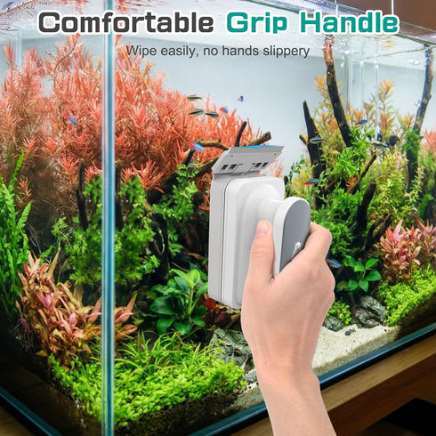 0.63'' AQQA Aquarium Magnetic Glass Cleaner, Fish Tank Glass Scrubber Algae Scraper Comfortable Grip Handle with Dual
