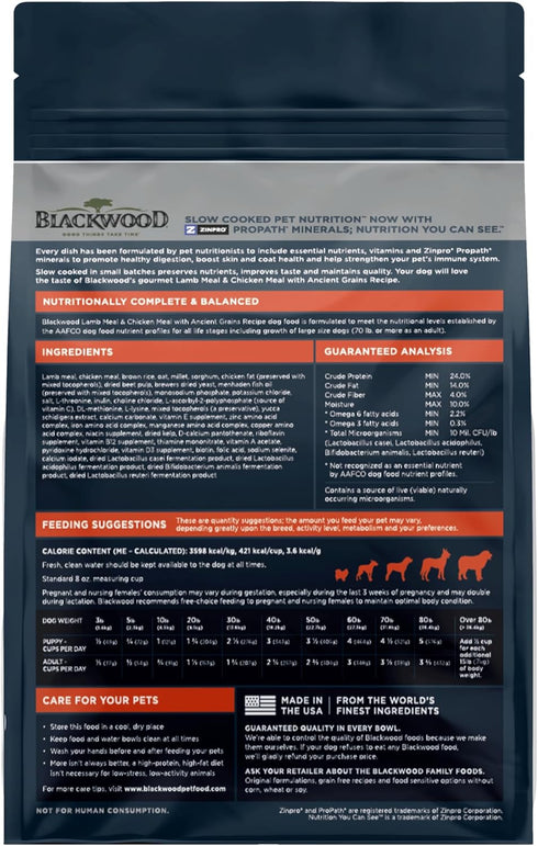 Blackwood Complete & Balanced Diet Dry Dog Food, Lamb Meal & Chicken Meal with Ancient Grains, 4.5 Pound Bag