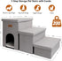 Dog Stairs for High Beds, Folding Pet Stairs with Storage, 3 Steps for Small Medium Dogs, Smok Grey, Holds 200 lbs