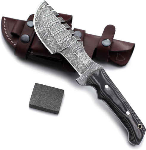 Wolklinge Handmade Damascus Steel Fixed Blade Tracker Knife for Hunting, Survival & Camping