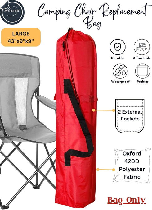 43"x9"x9" Hammock, 420D (Red, L) Replacement Bag for Folding Camping Chair, Camp Chairs, Yoga Mat, Beach Chair