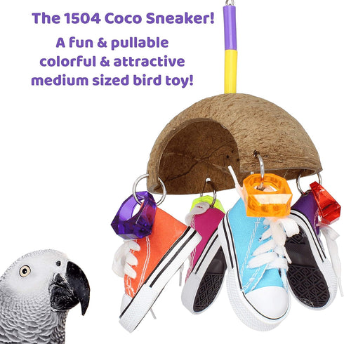 Bonka Bird Toys 1504 Coco Sneaker Medium Parrot Forage Cage Toy, 9.50" High, 5.50" Wide