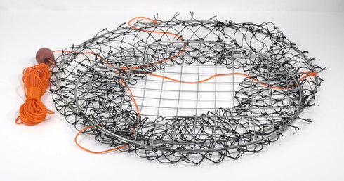 2 24" 20" 14" Crab Trap Hoop Net Ring Trap for Pier Dock Jetty Dungeness Rock Blue Crabs with Float, Line Bait Clip