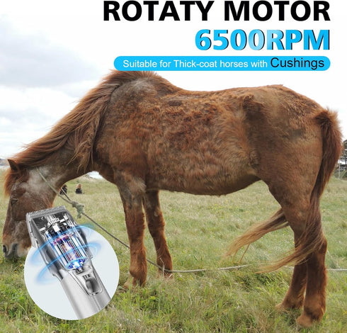 Trimmers 2500mAh Horse Clippers, Cordless Grooming Kit with BatteryLow Noise Heavy Duty Body Clipping Machine with LED