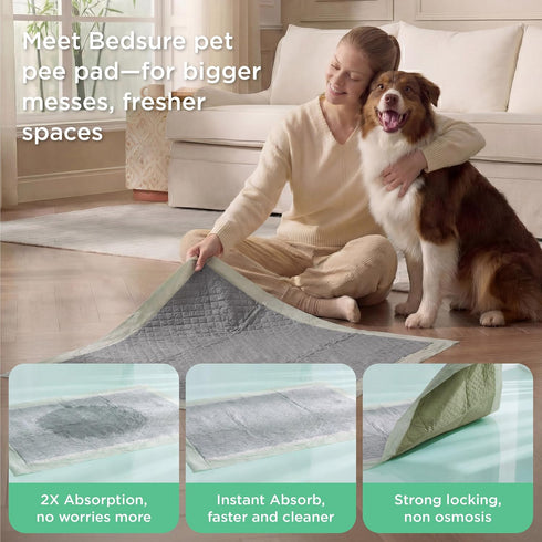 28" 34" 30 Count, Bedsure Dog Pee Pads Extra Large, x Puppy Pads Super Absorbent & Leak Proof, XL Training Pads Quick