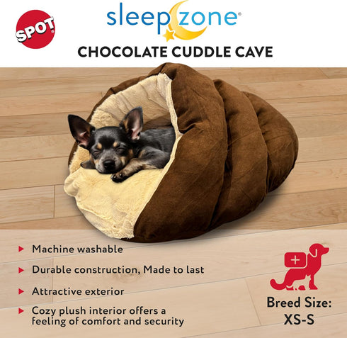 SPOT Sleep Zone Cuddle Cave - Cat Cave Bed for Indoor Cats and Mini Dogs, Washable for Kittens and Puppies under 10 lbs
