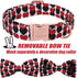 Valentine's Day Adjustable Dog Collar for Small Dogs with Bow Tie, Red&Black Love Heart Collar for Medium Large Dogs,
