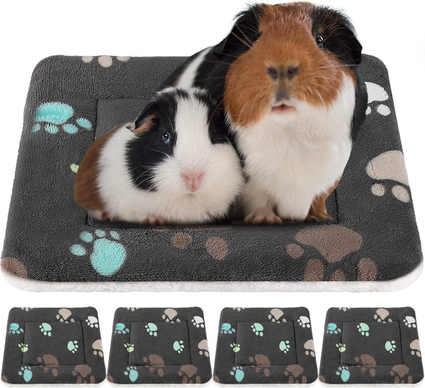4 Pack Ultra Soft Dog Cat Bed Mat - Cozy Washable Thickened Pad with Cute Prints - Reversible Fleece for Small Animals