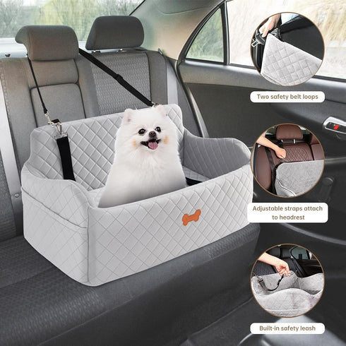KEELUXE 55 lbs 2 2 Car Seat for Large Size Dog, Booster Seat for Dogs Under or Small Dogs, Soft Car Dog Bed Filling