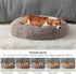 JOLLYVOGUE Calming Donut Dog Bed & Cat Bed, Washable Fluffy Faux Fur Plush Cushion for Small Dogs and Cats (20", Brown)