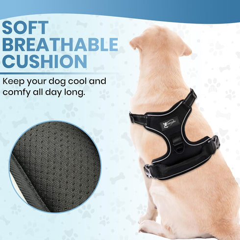 Dog Harness No-Pull Adjustable Vest - 3M Reflective Oxford Material for All Sized Dogs (Small, Black)