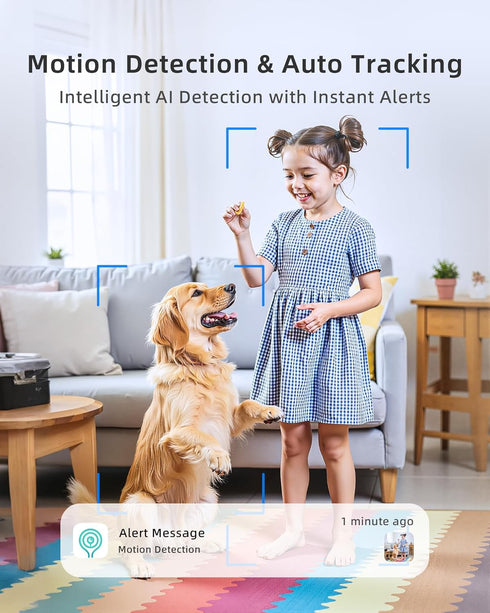 Andyssey 4MP 5G/2.4G 6 360Pan 2.5K 256GB Indoor Camera WiFi Tilt Supports MicroSD up to (No Card) Plug-in Pet Camera