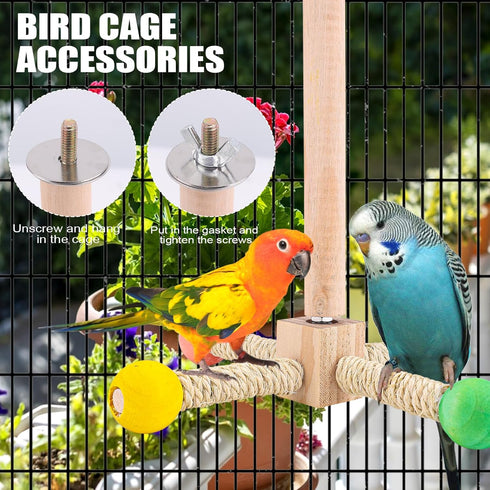 Gosknor 360 Bird Stand Perch Toy, Premium Wooden Interactive Spinning Parakeet Toys Degree Free Rotation Practical Bird