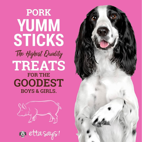 Yumm 12 Count etta says! Sticks Natural Dog Treats - Pork Dog Jerky Treats - Human-Grade Jerky for Dogs - Made in The