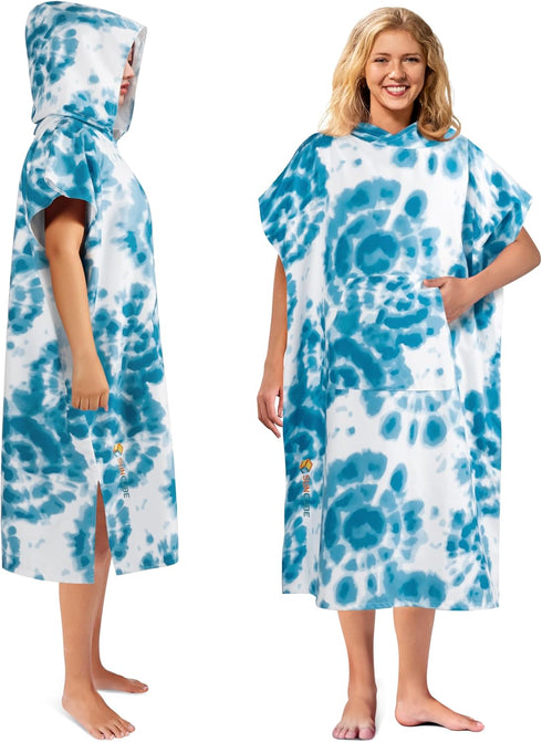 SUN CUBE Surf Poncho Changing Robe with Hood, Quick Dry Microfiber Wetsuit