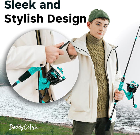 Spinning Fishing Rod and Reel Combo Set with Tackle Box, Kids Fishing Pole, Carbon Fiber Telescopic Fishing Rod Kit