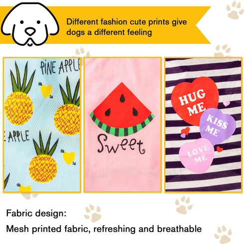 SATINIOR 6 Pcs Dog Clothes - Printed Puppy T-Shirts, Cute Cotton Apparel for Small Medium Dogs, Summer Christmas (XS)