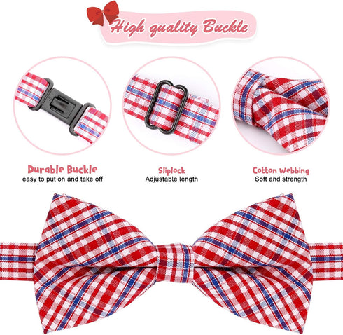 BWOGUE Plaid Dog Bow Ties - 10pcs Adjustable Bowties for Small Medium Large Dogs and Cats