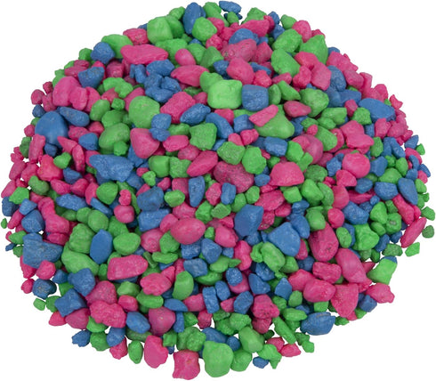 GloFish Aquarium Gravel, Pink/Green/Blue Fluorescent, 5-Pound, Bag Pink/Green/Blue Fluorescent, 4 x 5 x 9 inches ; 5 pounds